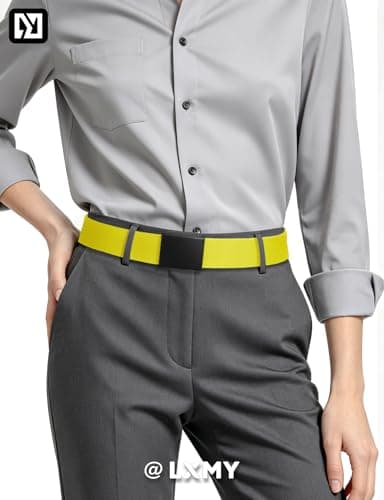 LXMY Belts for Men,Work Belts for Men,Mens and Womens Adjustable Canvas Fabric Nylon Golf Belt Fits Anywhere (Yellow) — view 2