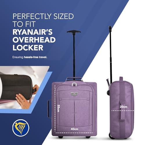 LUGG Cabin Size Lightweight Luggage - Durable 600D Polyester Snowflake Push Up Trolley - Solid Wheels - Easyjet, Ryanair, British Airways - Airway Locker (55x40x20cm) — view 2