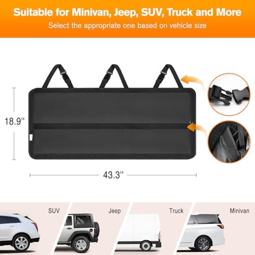 MoKo Hanging Trunk Organizer for SUV, Car Organizer with 10 Pockets Large Capacity & 3 Adjustable Straps for Easy Installation, Car Storage Universal Fit for Sedans, SUVs, MPVs, Trucks, 43.3 x 18.9in — view 5