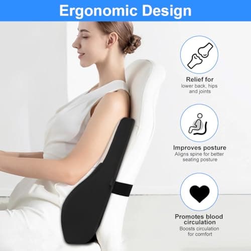 AOOHA Lumbar Support Cushion,Ergonomic Lumbar Support Cushion,Memory Foam Back Support Cushion,with Adjustable Straps and Skin-friendly Cover for Office Chairs,Gaming Chair,Car Seat,Couch,Recliner — view 6