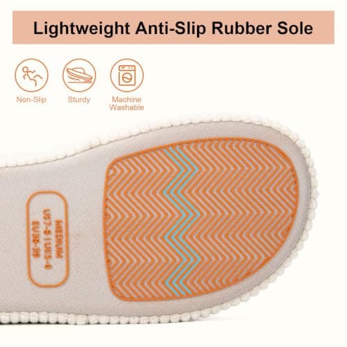 LongBay Women's Memory Foam Open Toe Slippers Lightweight Bedroom Comfy Indoor House Shoes Beige, 7-8 — view 6