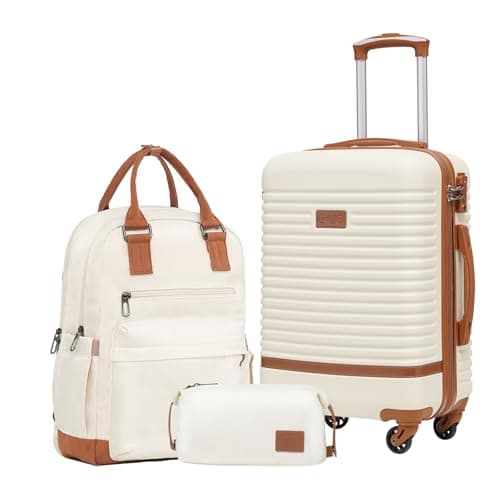 COOLIFE Suitcase Set, 3 Piece Luggage Sets with Travel Backpack & Wash Bag