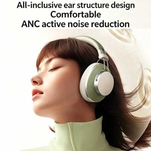 DOCANIO ANC Active Noise Cancelling Headphones, Over-Ear Bluetooth Headphones with 40mm Drivers, 42H Playtime, Foldable Design for Work, Travel, Home beige — view 6