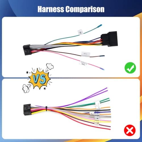 16 Pin Standard ISO Wiring Harness Cable Adapter for Android Car Stereo Radio Car Audio Connector Plug with Steering Wheel Control Lines and Reverse Control Line ISO Wire Lead Loom Radio Connector — view 5