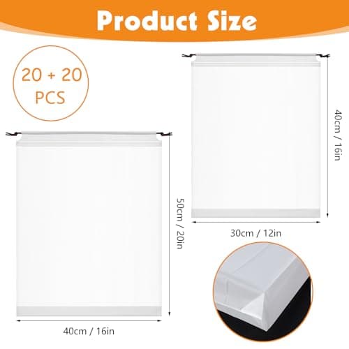 40 Pcs Clear Clothes Bags for Travel, Drawstring Bags 40 * 30 CM+50 * 40 CM — view 2