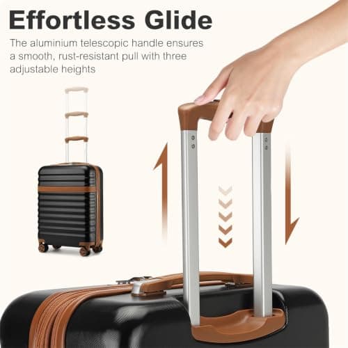 Kono 55x40x20cm Cabin Suitcase 20 Inch Carry On Luggage (Black/Brown) — view 4