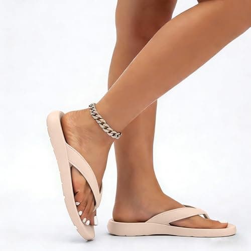 InfiniZer Arch Support Flip Flops Thick Sole Platform Sandals, Non-Slip Cushioning Thong for Women Men UK 3-10 (Khaki, Adult, Men, 4, Numeric Range, UK Footwear Size System, 5, Medium) — view 2