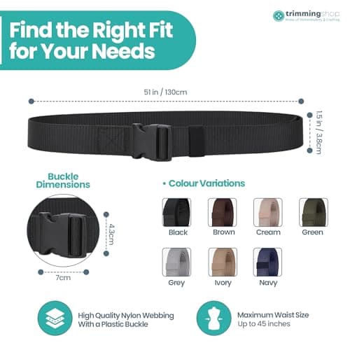 Trimming Shop Nylon Tactical Belt, Quick Release Plastic Buckle, Black — view 2