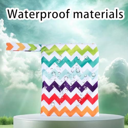 Tabanzhe Wet Bag-Waterproof Wet Dry Bag Washable Cloth Nappy Diaper Bags Portable Swimsuit Cloth Organiser Bag with Zipper for Wet Dry Clothes Storage Travel Beach Pool Gym Yoga — view 3