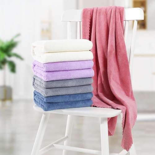 Gatuida 5 Piece Solid Color Lace Bath Towel Set Microfiber Polyester — view 5