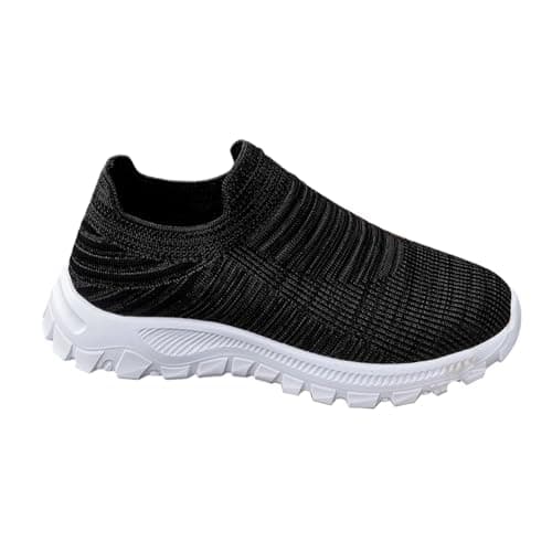 Generisch Breathable Knitted Sneakers for Couples, Unisex Slippers, Lightweight and Comfortable Shoes with Flat Sole, black, 8.5 UK — view 2