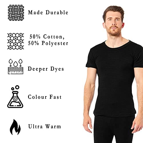 Heatwave® Pack of 2 Men's Thermal T Shirt, Warm Underwear Baselayer Thermals, XX Large Black — view 3