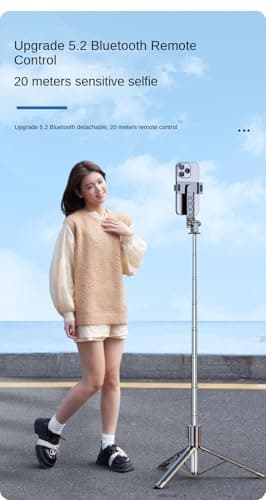XIHAMA Selfie Stick Travel Tripod, All in 1 Extendable Tripod Stand with Wireless Remote, Portable Mobile Phone Holder Camera Tripod Compatible with iPhone 17/16, GoPro, Android (Black, 50 inch) — view 5