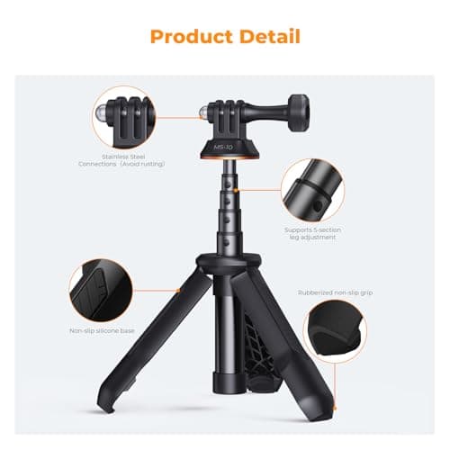 K&F CONCEPT 13.2"/33.5cm Selfie Stick Mini Tripod Portable Vlog Handle Grip — view 3