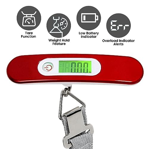ASAB Digital Luggage Scale for Suitcase Electronic Weighing Scale Ergonomic Grip 50KG Capacity Hanging Travel Luggage Weight Scale Backlit LCD Display Tare Function Overload Indicator 4 Weight Units — view 5