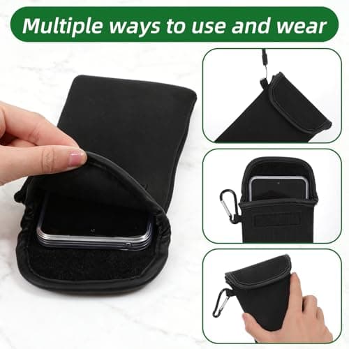 IANFAN Neoprene Phone Pouch, Universal Phone Sock Protects Black — view 4