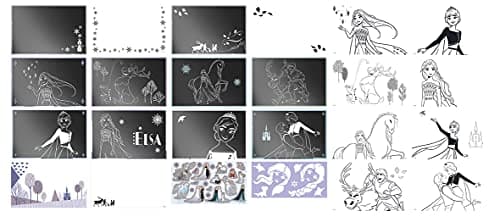 Frozen II Scratch Book: Scratch Book & Colouring Book with Stencils and Glitter Stickers with Anna & Elsa Activity Book for Home and Travel 681439, [A] 'Blue, White, Silver' — view 5