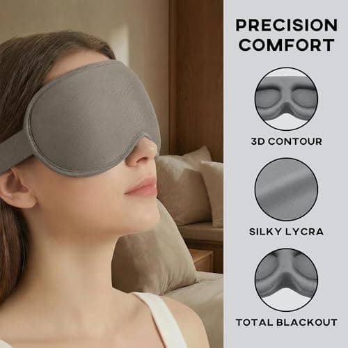 3D Weighted Sleep Mask for Men Women – 105g, Contoured Eye Blindfold — view 6