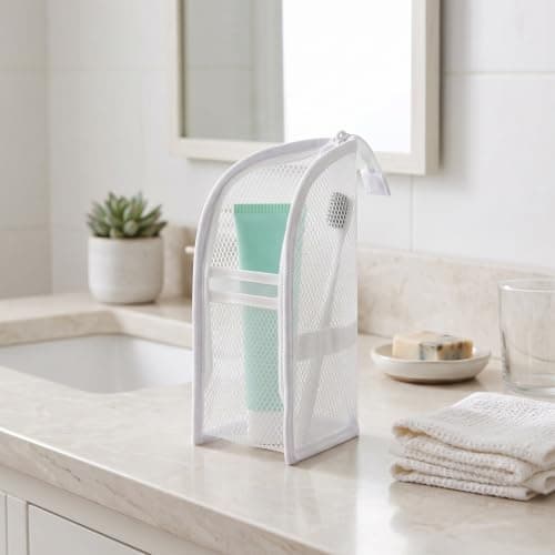 Freestanding Travel Toiletry Bag Large Waterproof Makeup Organizer (White) — view 3