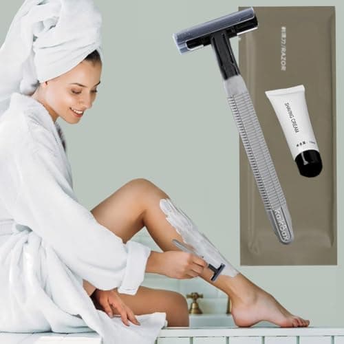 10Pack Luxury Individually Wrapped Travel Hotel Disposable Razors Set With Shave Cream; Sensitive Skin Private Body Razor; Portable Manual Shaving Razor Kit for Bathing Hotel Travel, Daily Use — view 5