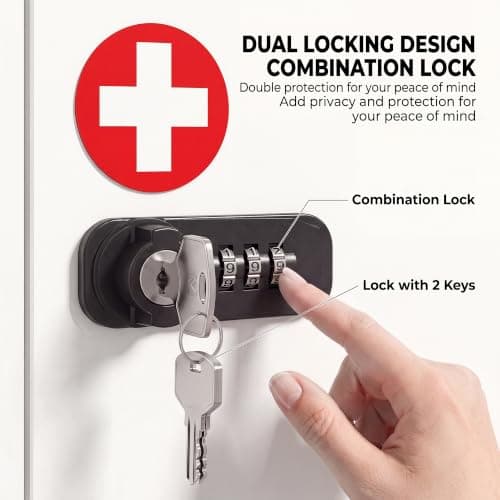 HOMCOM Wall Mount Medicine Cabinet Combination Key Lock 32x14x38 cm White — view 4