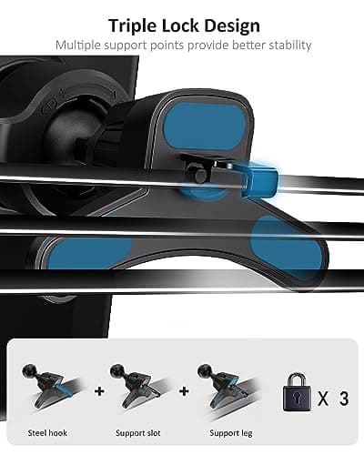 Hoppac Car Phone Holder, Air Vent Car Phone Mount Cradle, Upgrade Steel Hook & 360° Rotation & One Button Release, for Mobile Phone iPhone Max Android 4-7'' — view 2