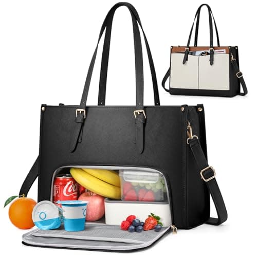RAINSMORE Laptop Work Bags for Women with Insulated Lunch Compartment Large