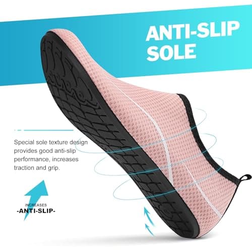 gitzing Water Shoes for Women Men Beach Quick-Dry Swim Aqua Socks Breathable Barefoot Shoes for Beach Surfing Driving Pool Yoga Travel(Pink,39 EU/6 UK) — view 6