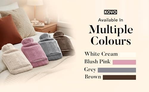 Hot Water Bottle with Hand Inserts & Luxury Cosy Faux Fur Cover, 2L Leakproof Large Hot Water Bag for Neck & Shoulder Pain Relief, Hand & Feet Warmer, Gift for Women,Men (Cream – Ivory) — view 6