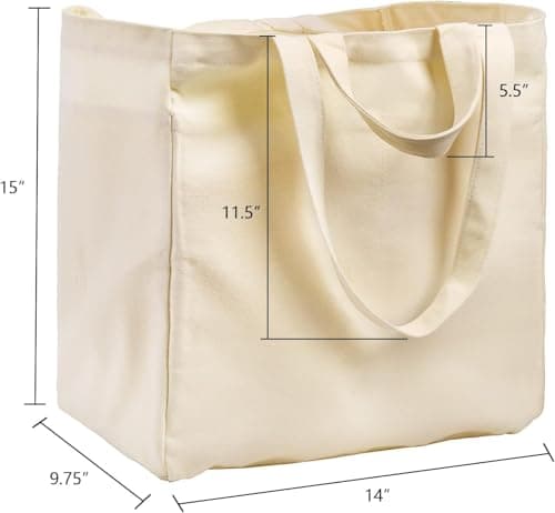 Tosnail 3 Pack Canvas Grocery Tote Bags with 8 Pockets, Large Reusable Beach Bag Baby Changing Bag with Long Shoulder Strap and Short Handles, 35.5x24.5x38cm — view 4
