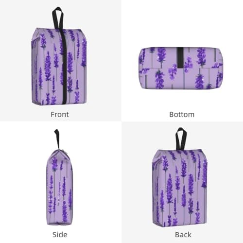 Lavender Stamp Print Waterproof Shoe Bag Travel Bag with Carry Strap Storage Bag Versatile Cosmetic Bag-2pcs — view 2