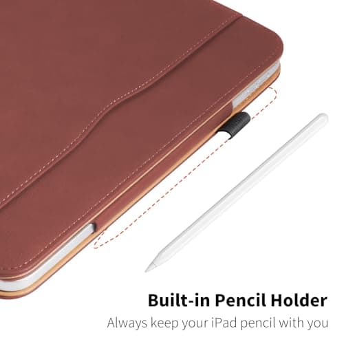 DAORANGE Case for iPad (A16) 11th Generation 11 Inch 2025, iPad 10th Generation 10.9 Inch 2022, PU-Leather Cover with Pencil Holder, Multi-Angle Stand, Document Pocket and Auto Sleep/Wake (Brown) — view 6