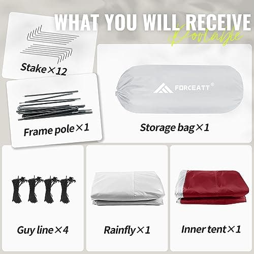 Forceatt Camping Tent, 2-3 Man Tent PU3000mm Waterproof DomeTent Lightweight Portable Easy Setup for Hiking Backping Eurohike — view 4