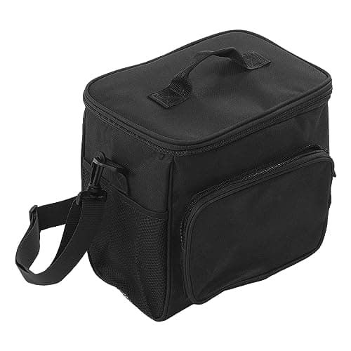 Yinhing Large Insulated Lunch Bag Oxford Cloth Thermal Bag for Boys Girls Spacious Lightweight Cooler with Shoulder Strap for School Picnics and Road Trips 2 Layer Design (Black) — view 4