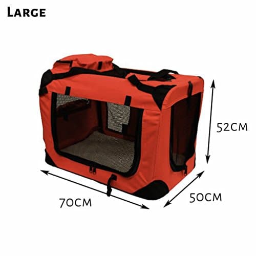 Petbarn Portable Soft Fabric Pet Carrier Folding Dog Cat Puppy Travel Transport Bag (Large, Red) — view 5