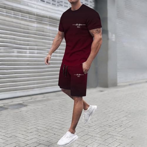 Générique Men's 2 Piece Set Safari Outfit Multi-Pocket Shirt and Shorts Resistant Breathable Cotton Fashion Practical for Travel Nature Photography A30, Vin1, S — view 3