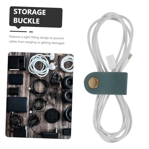 BESPORTBLE 5Pcs Leather Cord Organizer Wraps for Charging Cords Flexible Faux Leather Cable Management Straps for Earphones USB Cables and Chargers for Travel Office Home and School — view 6