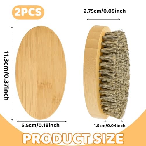 2 Pack Beard Brush For Men, Mens Hair Brush With Boar Bristle, Wave Brush For Styling, 11.3 X 5.5 cm, Includes Yellow And Black Bristles — view 2