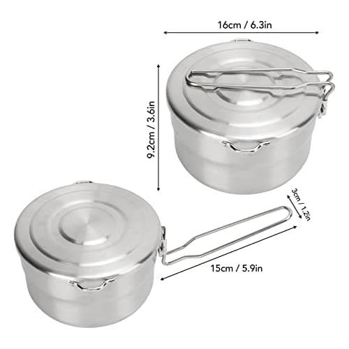 1.5L Camping Pot with Lid, Stainless Steel Folding Handle Lightweight Cooking Pot for Outdoor Camping, Hiking, Picnic, Barbecue, Portable Cookware with Tick Marks — view 6