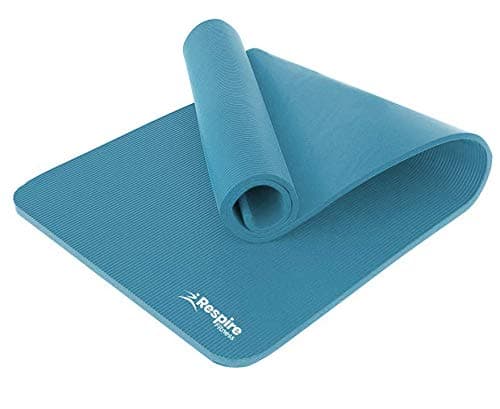 Respire Fitness Yoga Mat for Men and Women, 185 x 57 cm, Thick Cushion with Smooth and Ribbed Surfaces, Non-Slip Sweat Resistant Material for Pilates, Stretching, Fitness, and Meditation (Blue) — view 5