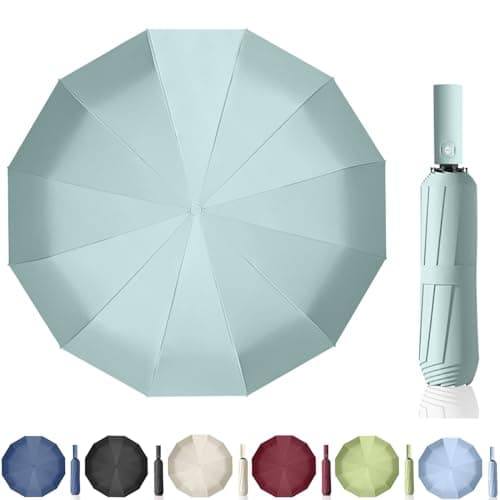 Maibar Umbrella Windproof Strong 24 Ribs Compact Umbrellas Sun UV Protection spf 50 Folding Travel Large Auto Open Close Umbrellas Umbrella (Mint Green)