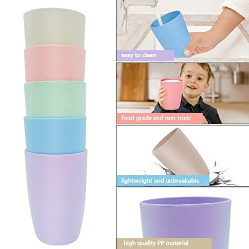 WAIZHIUA 5pcs Plastic Cups 350ml Reusable Unbreakable Tumblers — view 3