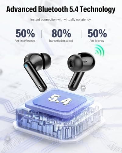 Wireless Earbuds, Bluetooth 5.4 Headphones In Ear with 4 ENC Mic, Wireless Earphones ENC Noise Cancelling 3D Bass Stereo, Bluetooth Earbuds 36H Playtime, IP7 Waterproof Ear Buds, Customization via App — view 2