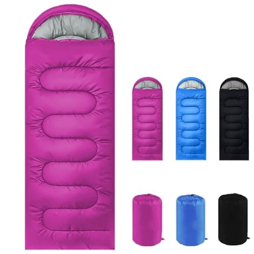 Sleeping Bags for Adults & Kids Sleeping Bag for 3-4 Season, Adult Blanket, Ultralight Carry Bag, Lightweight Compact, Soft for Outdoor Camping, Travel, Hiking (Rose red Warm Weather 15-32°C)