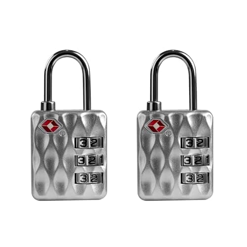 UP Security TSA-Approved Combination Padlock for Luggage & Travel - Durable, Resettable, Compact TSA Lock, Combo Lock for Suitcase, Cabinet, Gym Locker, Gun Case, Box (Silver+Silver)