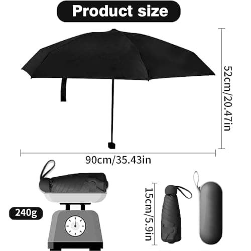 YZDZSW 6 Ribs Windproof Compact Umbrella, Small Umbrella for Handbag, Black — view 2