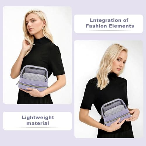 Sangula·Valley Makeup Bag 3 Pack, Double Layer Transparent Cosmetic Bag Organizer, Women's Toiletry Bag, Travel Essentials (Purple) — view 6
