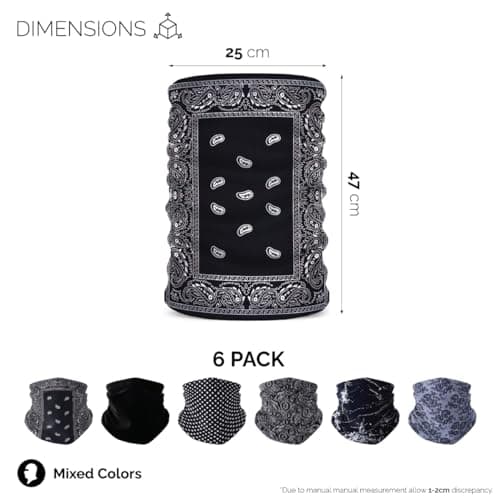 wonderCat LONDON 6 PCS Unisex Neck Warmer, Tube Seamless Multifunctional Balaclavas, Face Cover, Face mask, Cycling mask, Ski Mask, Face Snoods Headwear, Cycling Daily Wear (Great Mix A (Z6DWMIXA)) — view 4
