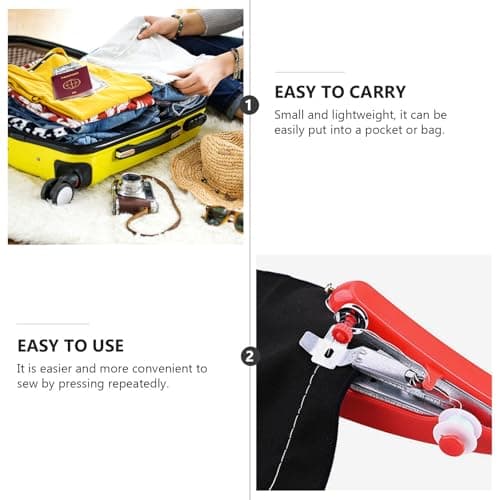 GRIRIW 2pcs Mini Sewing Machine Portable Manual Lightweight Stitch Tool for Fabrics and Clothing, Compact Design Suitable for Home and Travel Use — view 3