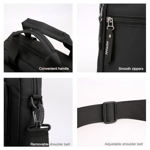 zhongningyifeng Men's 14-inch Laptop Messenger Bag Nylon Large Shoulder Bag Business Waterproof Casual Black Crossbody Bag for Work Travel Outdoor — view 4